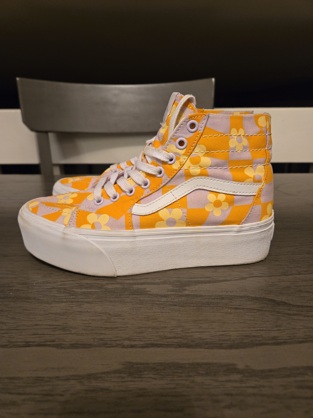 Vans Sk8 Hi Tapered Platform Daisy Women Yellow Size 8 Sneaker Shoes